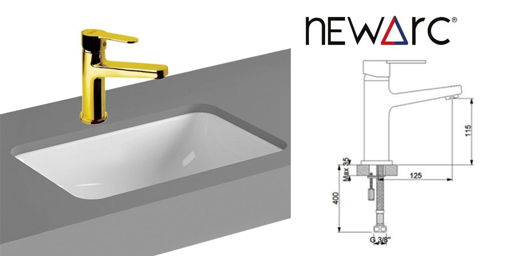 Newarc Domino Yüksek Lavabo Bataryası Altın